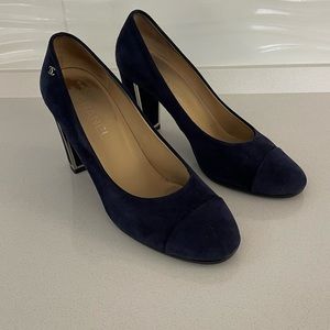 CHANEL - Blue Suede Heels - Size 41